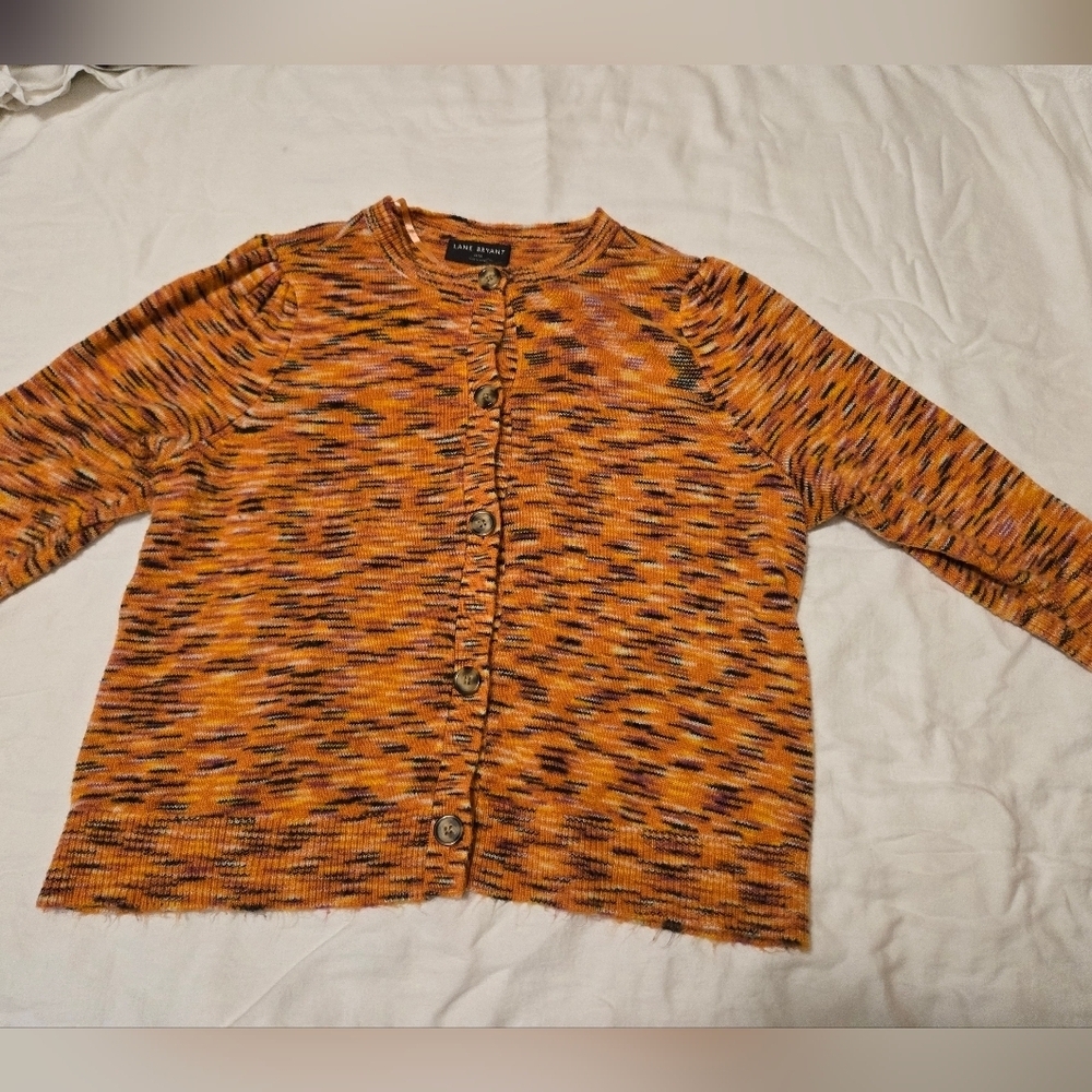 Lane Bryant Cardigan In Orange Size 18/20 Some Pilling On Bottom - Picture 1 of 9